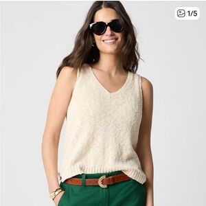 J. Crew V-Neck Beach Sweater Tank in Dusty Ivory NWT sz M